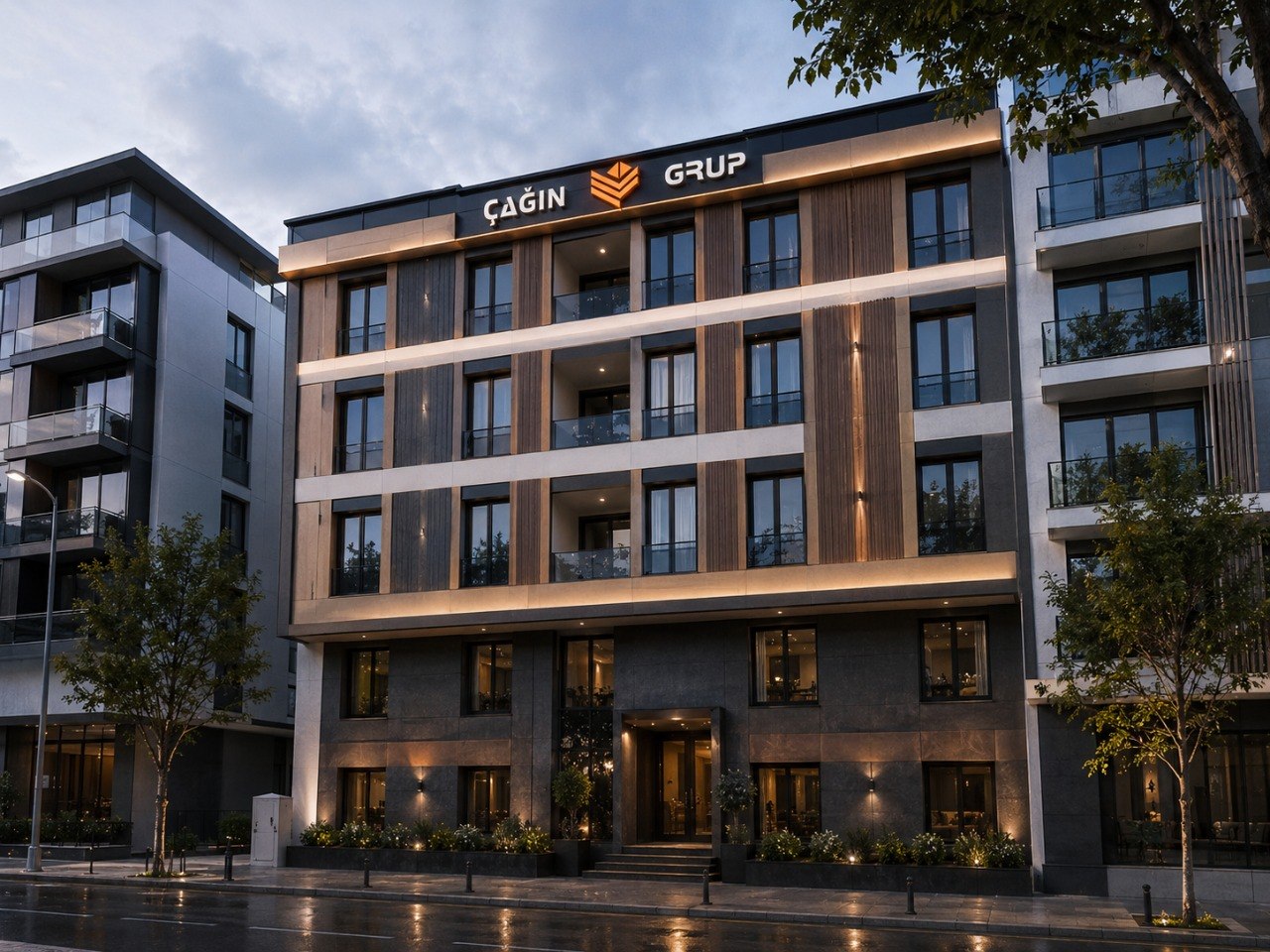 Çağın Grup Prestij Blok – Doğal taş ve ahşap kaplama cephe | Çağın Grup Yapı İnşaat